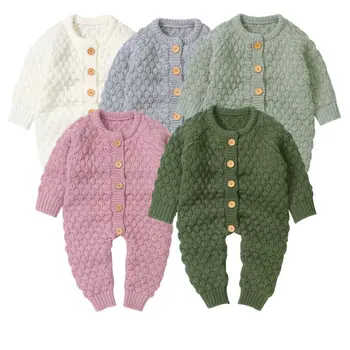

Baby Romper Newborn Baby Boy Girl Knit Romper Sweater Jumpsuit Winter Warm Cotton Solid Long Sleeve Autumn Spring Free Shipping
