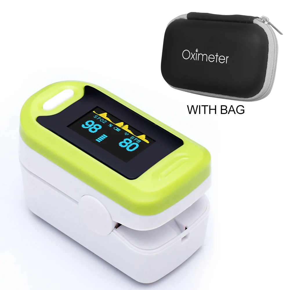 yellow with bag Портативный OLED Пульсоксиметр медицинское оборудование оксигемометр для пальца SPO2 PR аппарат измеритель насыщенности домашний пульсометр - Цвет: yellow with bag