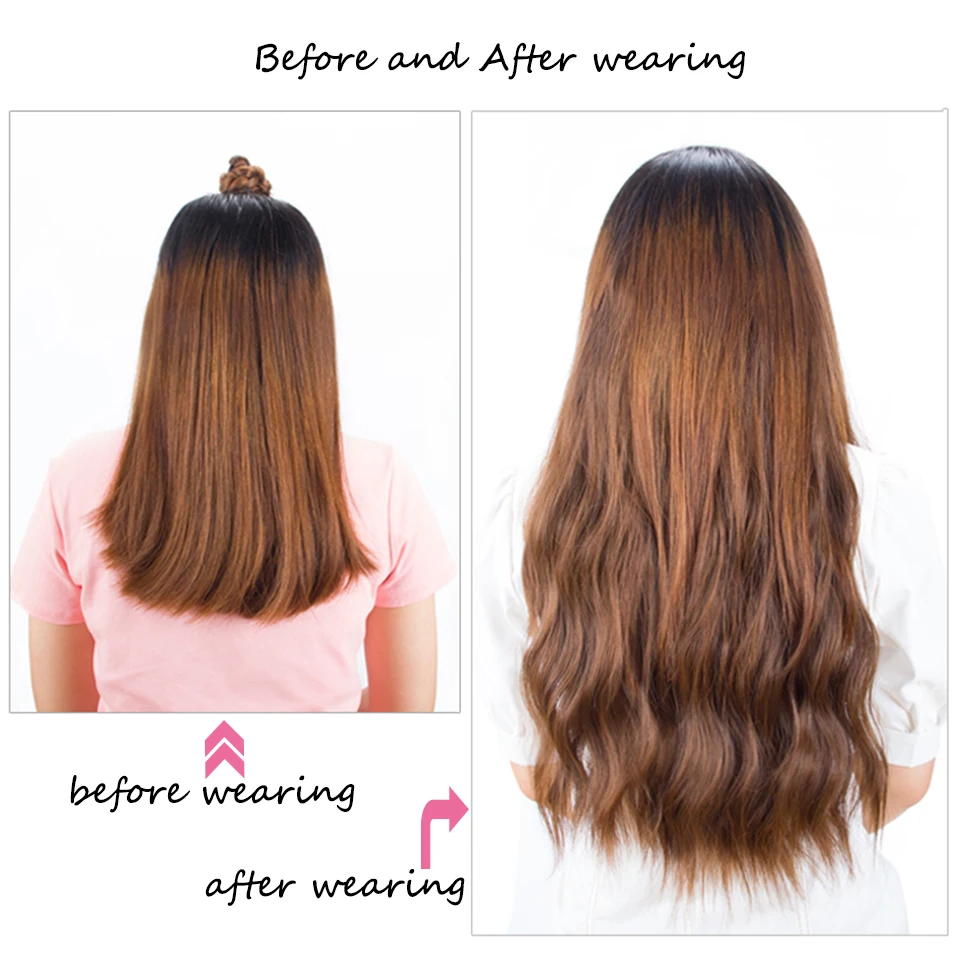 MEIFAN u-образные короткие волнистые парики для женщин 2" зажим для наращивания волос Синтетические натуральные накладные шиньоны невидимый черный парик