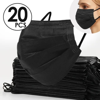 

20Pcs Disposable Masks 4-layer Non-Woven Face Mask Carbon Filter Mouth Mask Protection Breathing Earloop Soft Protecttive Mask