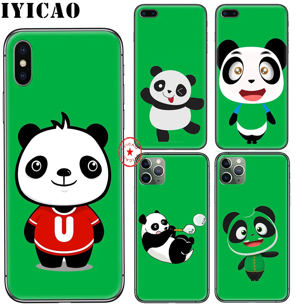 Мягкий чехол IYICAO с милой пандой F для iphone 11 Pro Xr Xs Max 6 6s 7 8 Plus 5 5S Se из силикона TPU Plus| |