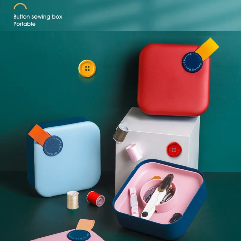 

Дизайн кнопок ящик для хранения швейных принадлежностей для удобной переноски и хранения, подходит для взрослых, студентов, путешествий, домашних швейных наборов для начинающих