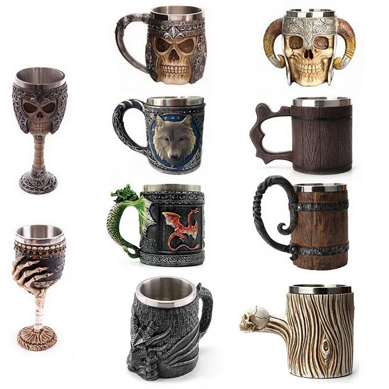 Beer Cup Skull Mug Coffee Mug Set Handmade Beer Mug Tea glass Whiskey Glass Cups 