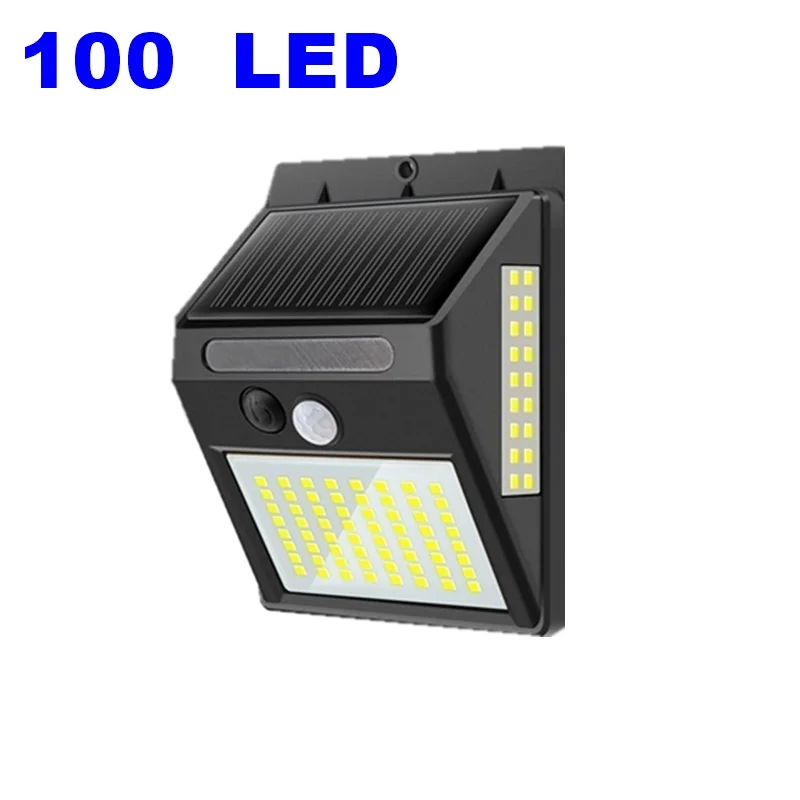 100LED TONGDAYTECH 100 светодиодный светильник на солнечной батарее с датчиком движения, водонепроницаемая лампа на солнечной батарее, аварийный светильник для сада, передней двери, гаражного забора - Испускаемый цвет: 100LED