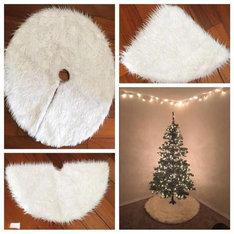 High Quality White Plush Christmas Tree Skirts Fur Carpet Merry Christmas Decoration For Home New Year Decoration