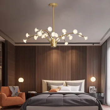 

Nordic Modern Flower Branch Glowworm Chandelier Home Decorative Luxurious Elegant Living Room Dining Room Decorate Hanging Lamp