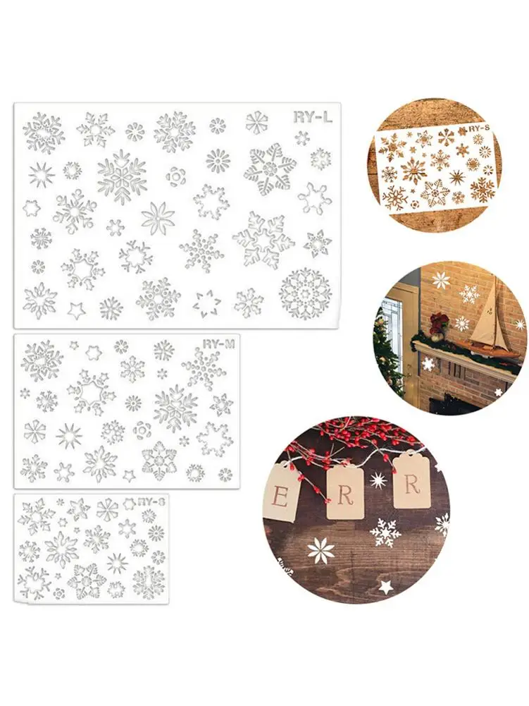 3 шт. трафареты для украшения снежинок|Фоны вечеринки| |