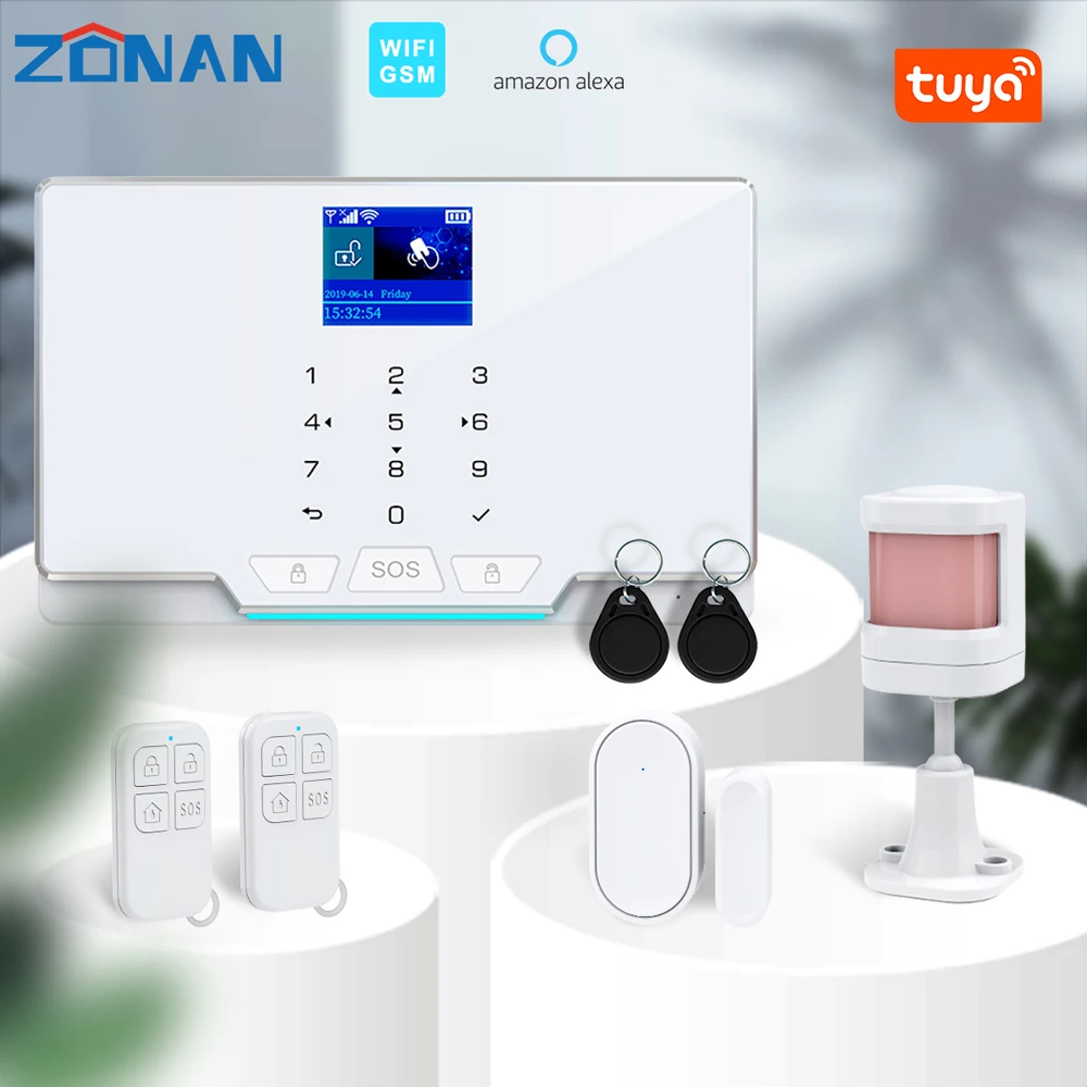 Сигнализация Беспроводная Zonan Tuya с поддержкой Wi Fi и Gsm 1 8 дюйма 433 МГц|Комплекты для