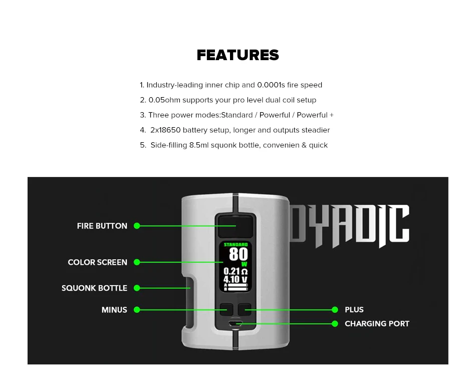 Wotofo Dyadic Squonk коробка мод с Wotofo профиль Unity RTA Vape танк атомайзер 510 нить вейп-комплект электронной сигареты