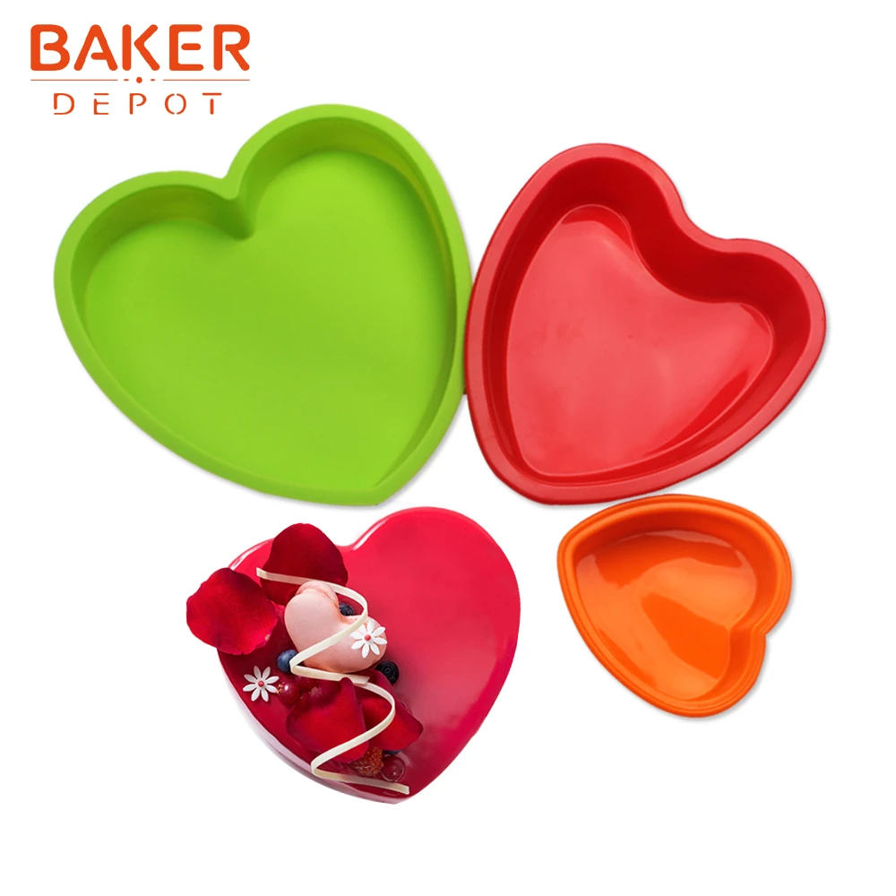 

BAKER DEPOT Silicone Mold for Cake heart cake pastry baking form Large Cakes bread bakeware cupcake tool pizza pan diy Birthday