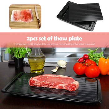 

2pcs Practical Fast Defrosting Tray Durable Multi-functional Classic Frozen Food Meat Fish Defrost Plate Board Kitchen Tool
