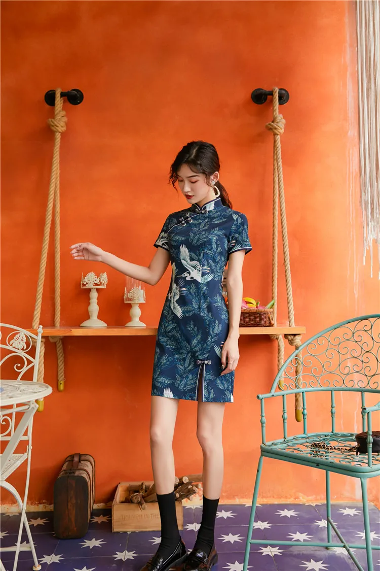 Лучшее платье Ципао для фотосессии на каждый день Летний стиль ретро nian qing kuan флаг для девочек
