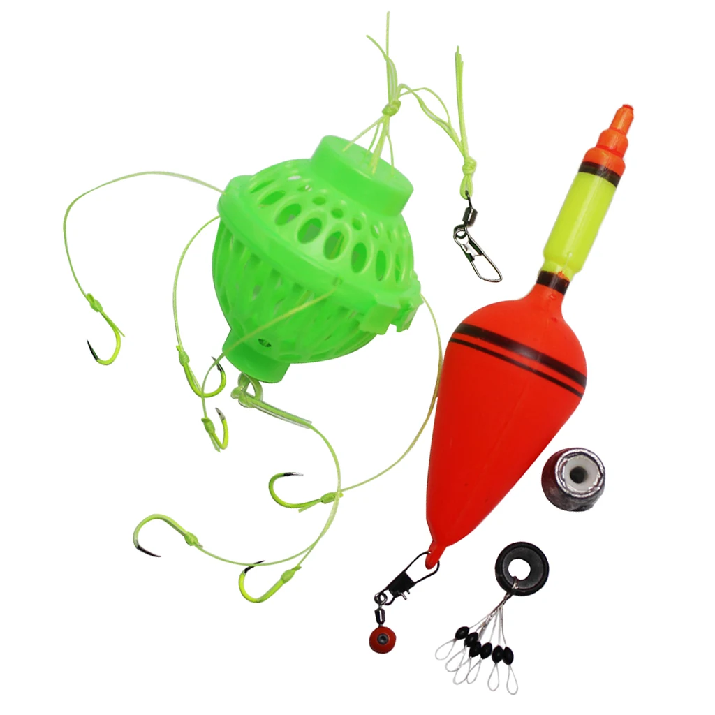 Fishing Bobbers Bulk Rubber Bobber Sea Monster with 6 Strong Hooks Beads Stopper Set Saltwater