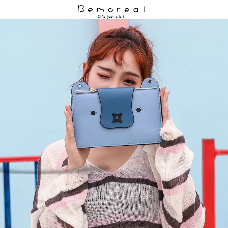 

2019 New Style Versatile Korean-style Fashion Leather Packet Students Contrast Color Cowhide Shoulder Square Sling Bag Over-the-