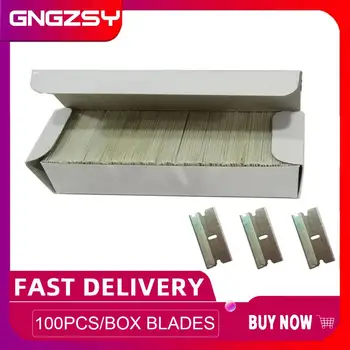 

CNGZSY 100PCS Carbon Steel Razor Blades 1.5" Single Edged Tip For Automotive Glue Scraper Ceramic Oven Glass Clean Shovel E13