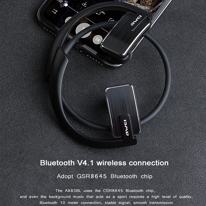 A883BL Спортивные Bluetooth наушники с микрофоном бас стерео водонепроницаемые беспроводные наушники с шумоподавлением Bluetooth гарнитура