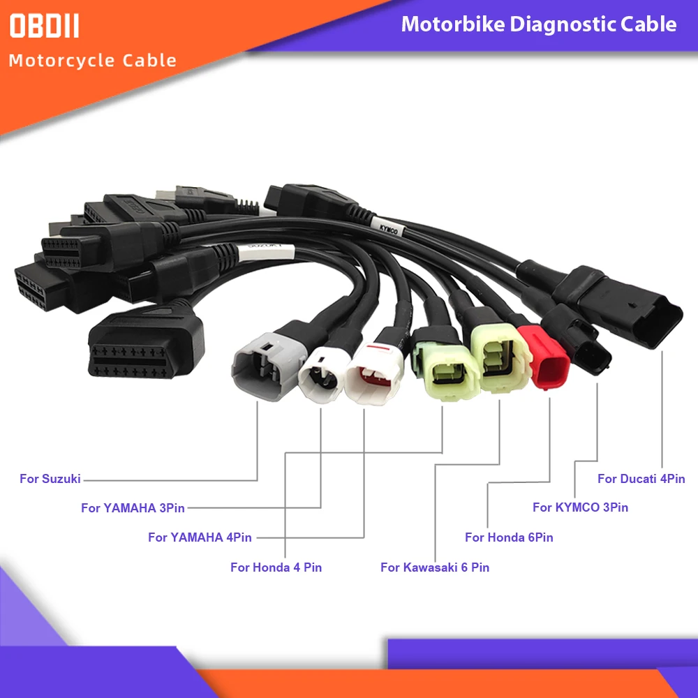 Кабель OBD2 для диагностики мотоцикла Honda 6Pin Suzuki KAWASAKI Ducadi 4Pin Yamaha 3Pin KYMCO |