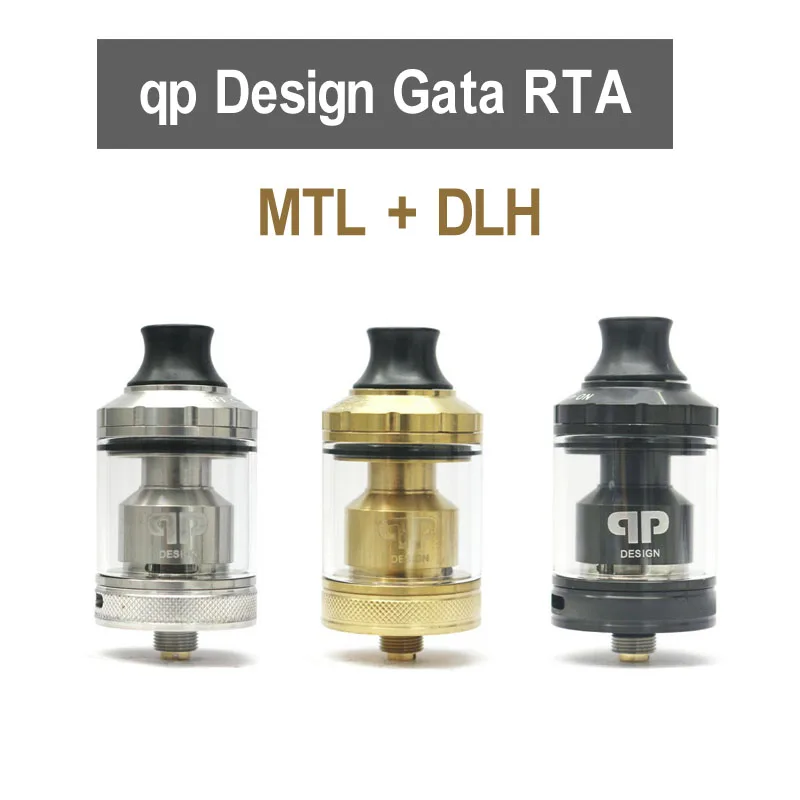 

New stock qp Design Gata RTA 2 in 1 MTL DLH RTA 24mm 2ml 4ml Capacity Double Ring air flow system QP GATA RTA