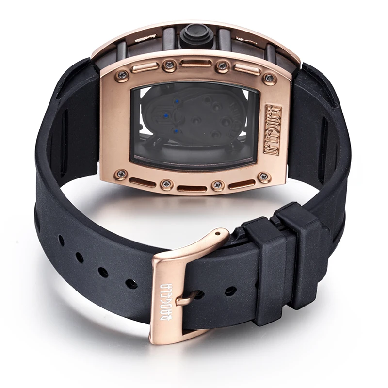 Baogela режим прямоугольник squelette cadran сети lumineuses браслет en силиконовый armée Спорт Кварц montres BGL1612G-3