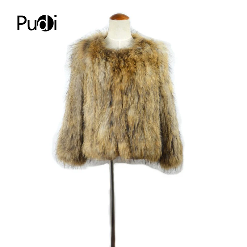 

CR035 The new fashion Real raccoon fur knitted coat/jacket fur coat women's winter ourwear