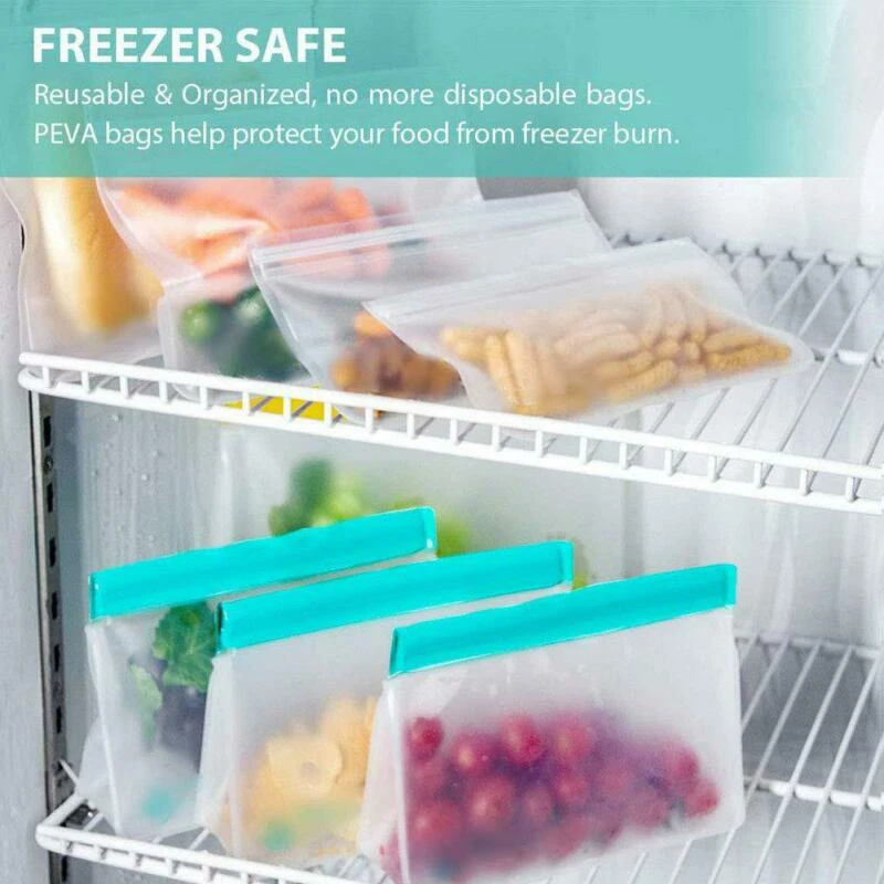 PEVA Translucent Frosted PEVA Food Storage Bag Reusable Refrigerator Fresh Kitchen Leakproof Fruits Lunch Box