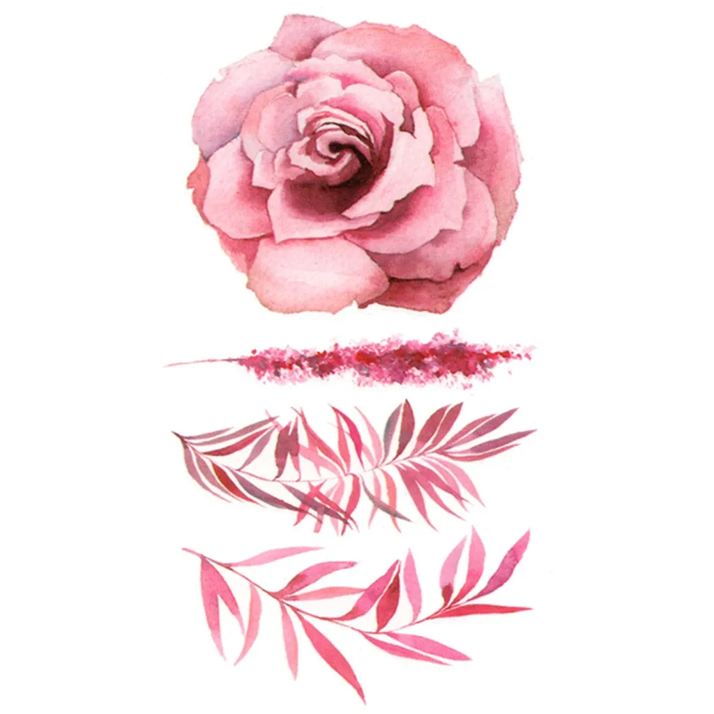 Модные Красочные розы цветы татуировки Женские Новые водонепроницаемые временные розовые татуировки стикер боди-арт