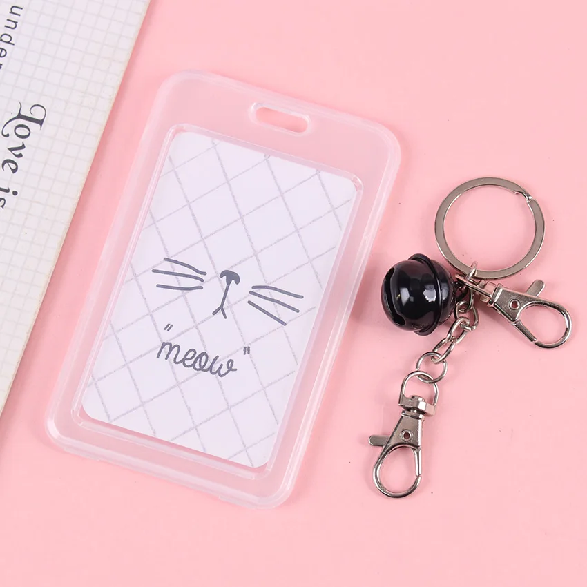 beard cat 1 шт прозрачный чехол для карты брелок для еды карта студенческий доступ Набор для автобусной карты ID карты держатель значка - Цвет: beard cat