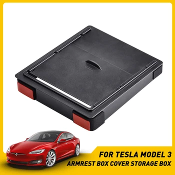 

Car Armrest Box Storage Organizer Container Transparent Hidden Holder Box for Tesla model 3 2017- 2019 Armrest cover storage box