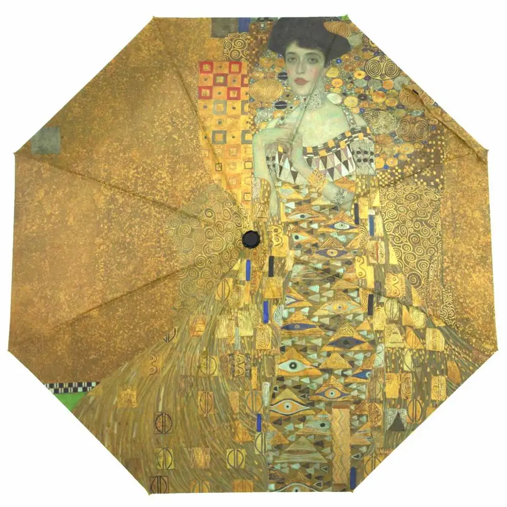 de lluvia totalmente automático para mujer, sombrilla de pintura óleo Gustav Klimt, tres pliegues, protección solar|Paraguas| - AliExpress