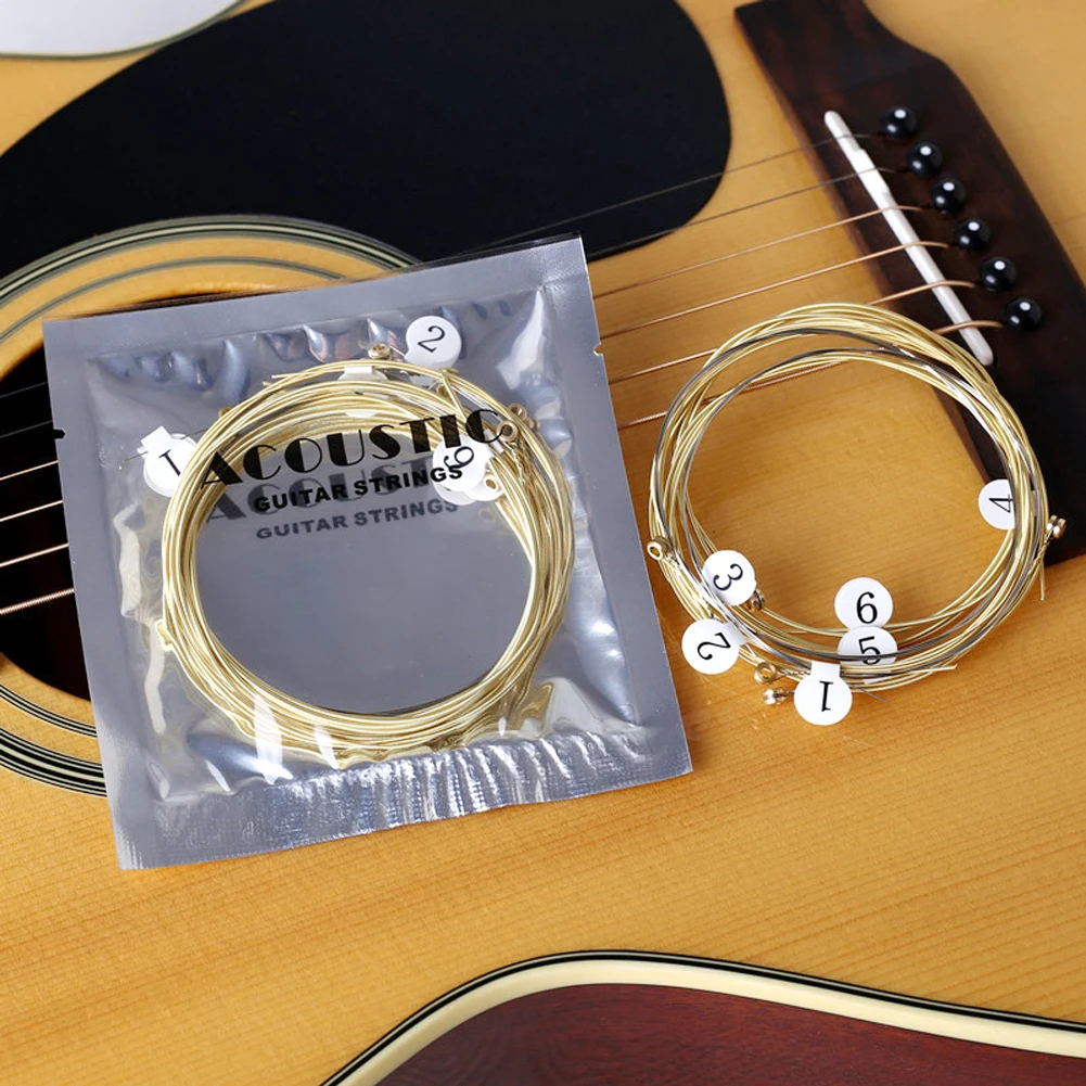

6pcs Universal Acoustic Guitar String Brass Hexagonal Steel Core Strings for Musical Instruments Guitars Strings Guitar Part