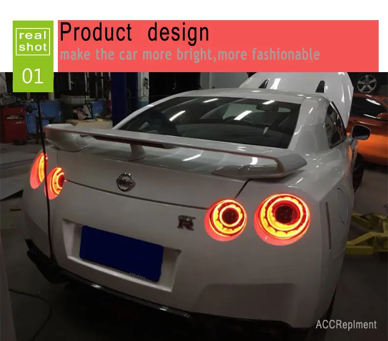 2 шт. автомобильный Стайлинг для Nissan GTR задний светильник s 2007-2012 для GTR светодиодный задний фонарь+ сигнал поворота+ тормоз+ задний светодиодный светильник