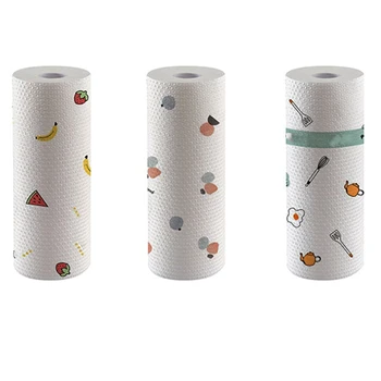 

3 Rolls of Kitchen Lazy Cleaning Rag Washable Cleaning Wipes Padded Hanging Dishwashing Cloth