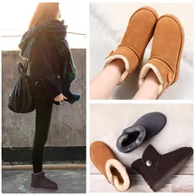 ZUZI/женские зимние ботильоны в австралийском стиле из натуральной коровьей кожи; водонепроницаемые теплые зимние ботинки с пуговицами; женская обувь; botas Mujer