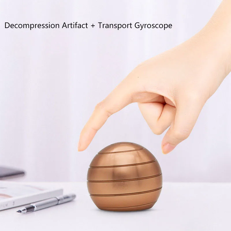 New Desktop Decompression Rotating Spherical Gyroscope Desk Toy Metal Gyro Optical Illusion Flowing Finger Toy For Adult