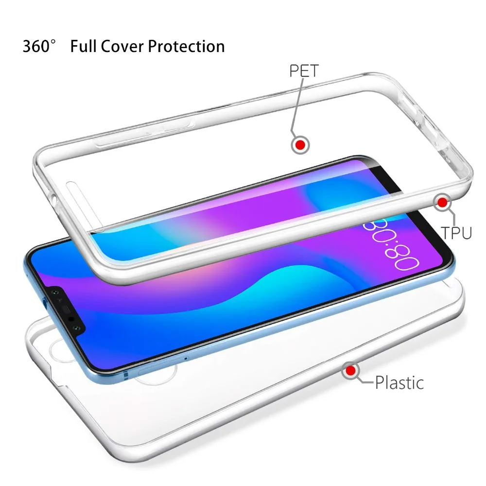 Роскошный чехол 360, полное покрытие для huawei mate 20 10 Lite P30 P20 Pro P Smart Plus Y5 Y7 Y8 Y9, мягкий прозрачный чехол из ТПУ