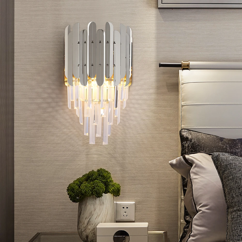 Современный светодиодный настенный светильник с кристаллами, золотой креативный дизайн, домашние настенные лампы, светильник s для дома, спальни, прикроватного коридора, бра