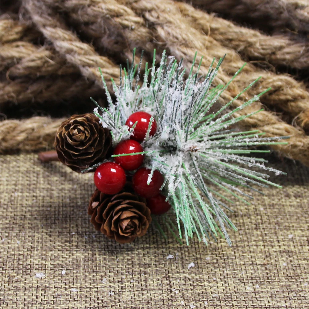 DIY Искусственные сосновые палочки, рождественские красные ягоды, стебли для дома, украшения для рождественской елки, украшения для праздника, вечеринки, фестиваля, комнаты