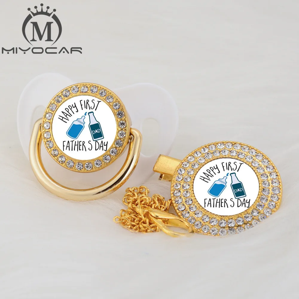MIYOCAR на заказ любой тест День отца золото bling соска и соска клип черный BPA бесплатно пустышка bling уникальный дизайн P-FD - Цвет: P2-FD 0-6M