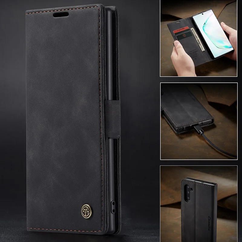 

Luxury Leather Flip Case for Samsung Galaxy Note10 Note 10+ S10 S9 S8 Plus A30 A40 A50 A70 Card Holder Magnet Wallet Stand Cover