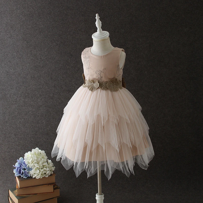 New Style Formal Dress Top Grade Skirt Champagne Color Puffy Mesh Dress Stage Performance Princess Dress Performance Skirt