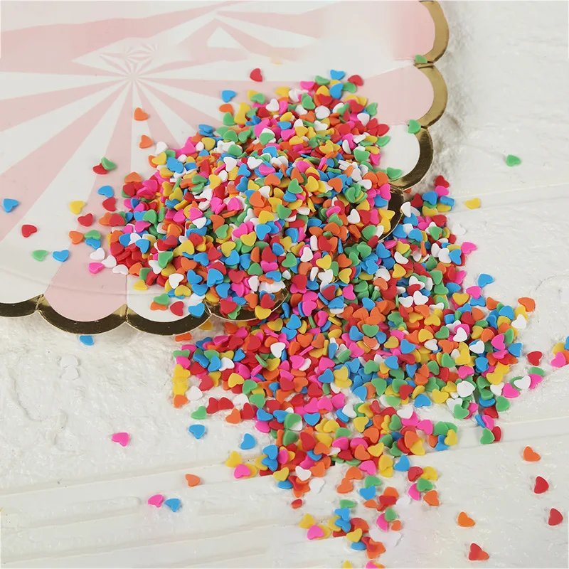 100g/lot Fimo Polymer Clay Sprinkles for Slime Heart Round Snowflake Star Slices Fake Cake Dessert Decoration DIY Nail Art Craft