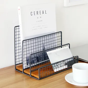 

Nordic Iron Magazine Shelf Contains Desktop Office Documents, Multi-layer Concise Metal Book Document Shelf