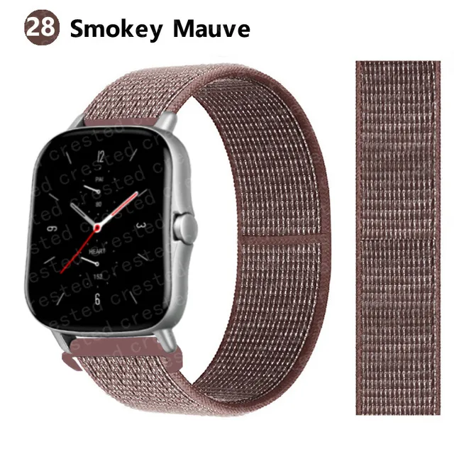 20/22mm Nylon band For Amazfit GTS/2/2e/GTS2 Mini/GTR 3 Pro 42mm/47mm/GTR2/2e/stratos 2/3 Sport Loop Bracelet Amazfit bip strap smokey mauve 38