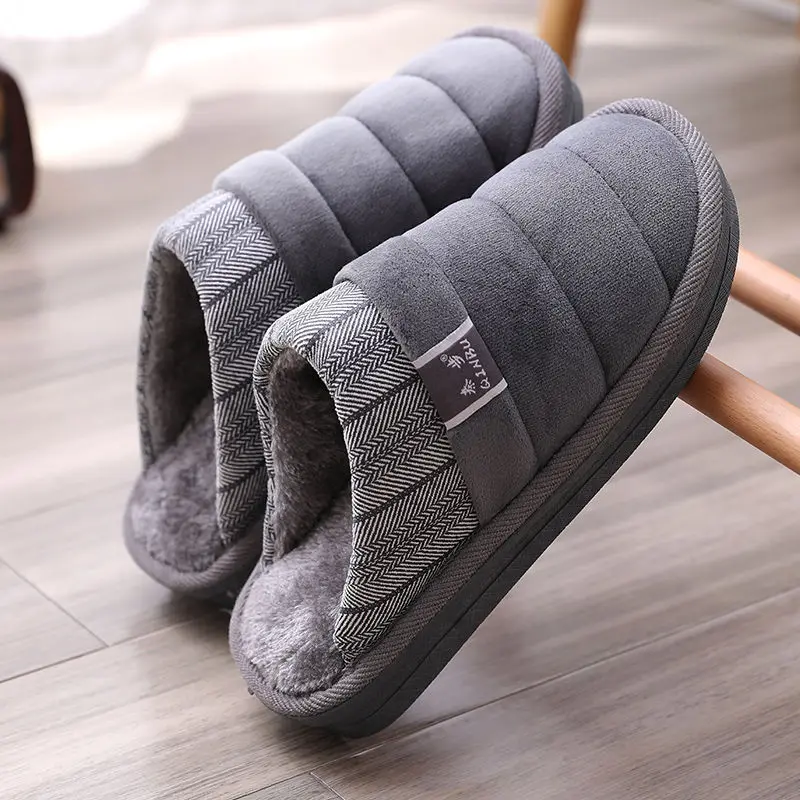 

Winter 2020 new arrival cotton fabric slippers for men fur slides anti-slip man furry slippers home shoes