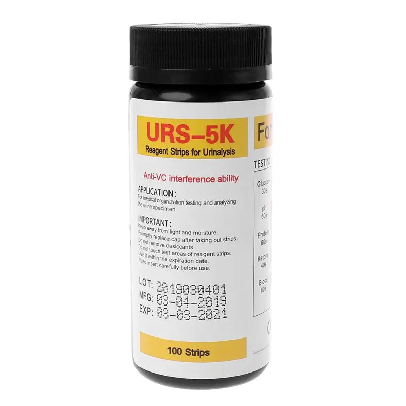 100 шт URS-5K глюкозы pH белок кетон тест-полоски мочи крови реагент полоса для уринализа с анти-VC помех способность