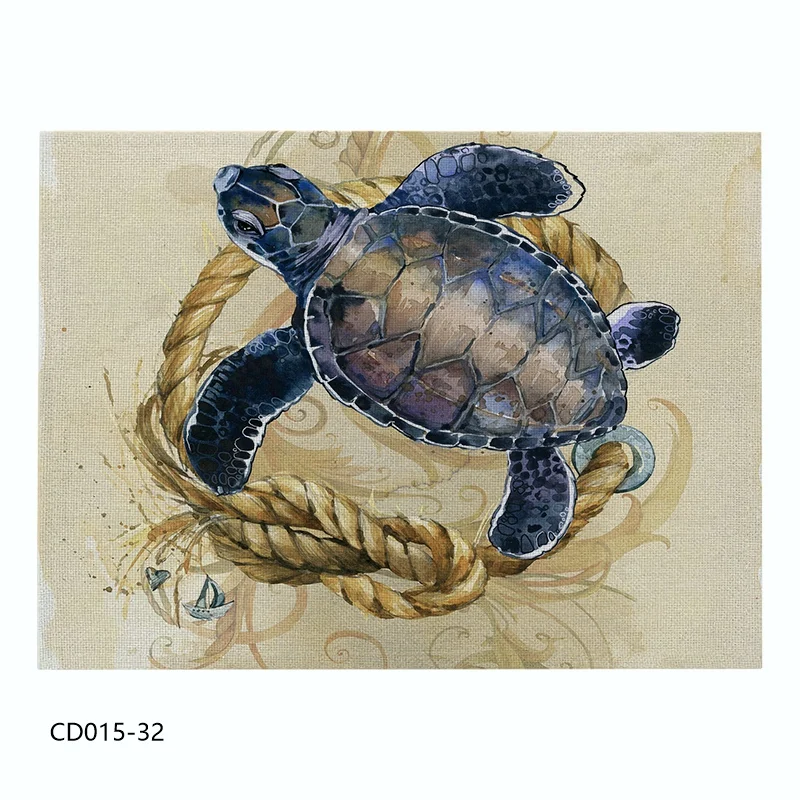 CD015-32 Модный льняной/хлопковый коврик для кухонного обеденного стола, коврик с морским животным, коврик для чашки, коврик для ужина, коврик для стола, коврик для домашнего декора - Цвет: CD015-32