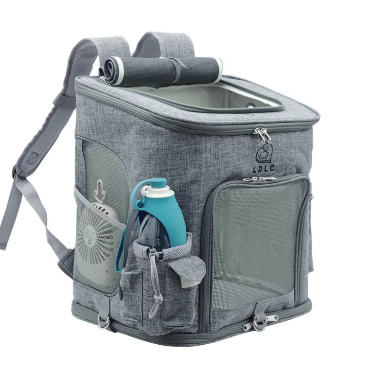 Cat Carrier Bags Breathable Holes Foldable Pet Travel Carrier Backpack For Cats And Small Dogs Double door Bag