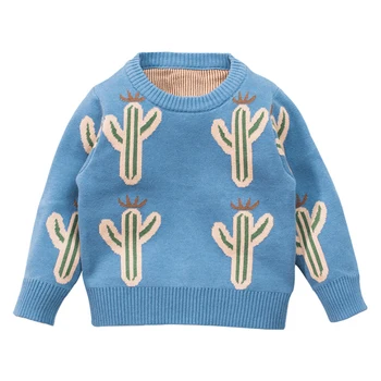 

Spring Autumn Baby Boys Girls Knitted Sweaters Cactus Jacquard Weave Pattern Girls Sweaters Kids Clothing Girls Boys Sweater