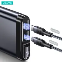 USAMS Power Bank For Xiaomi Samsung iPhone 12 11 10000mAh Portable Charging PowerBank 10000 mAh USB PoverBank External Battery Type C Charger