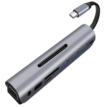 

Type -C Hub Multi USB 3.0 HDMI Adapter Dock 9 in 1 VGA USB-C HUB Splitter Dock for Pro Air USBC HAB